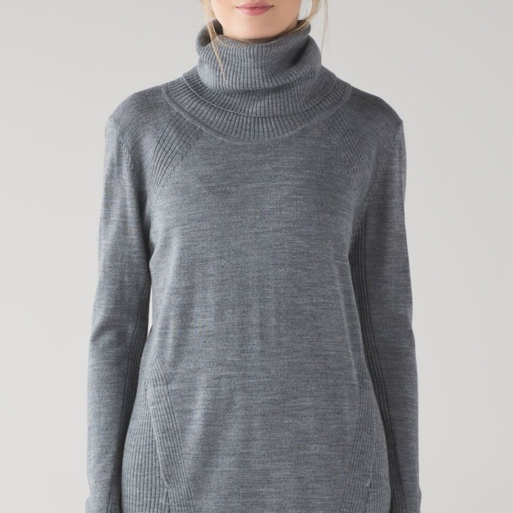 lululemon Sweat & Savasana Merino Wool Sweater - size 8 - Heathered Medium Grey
